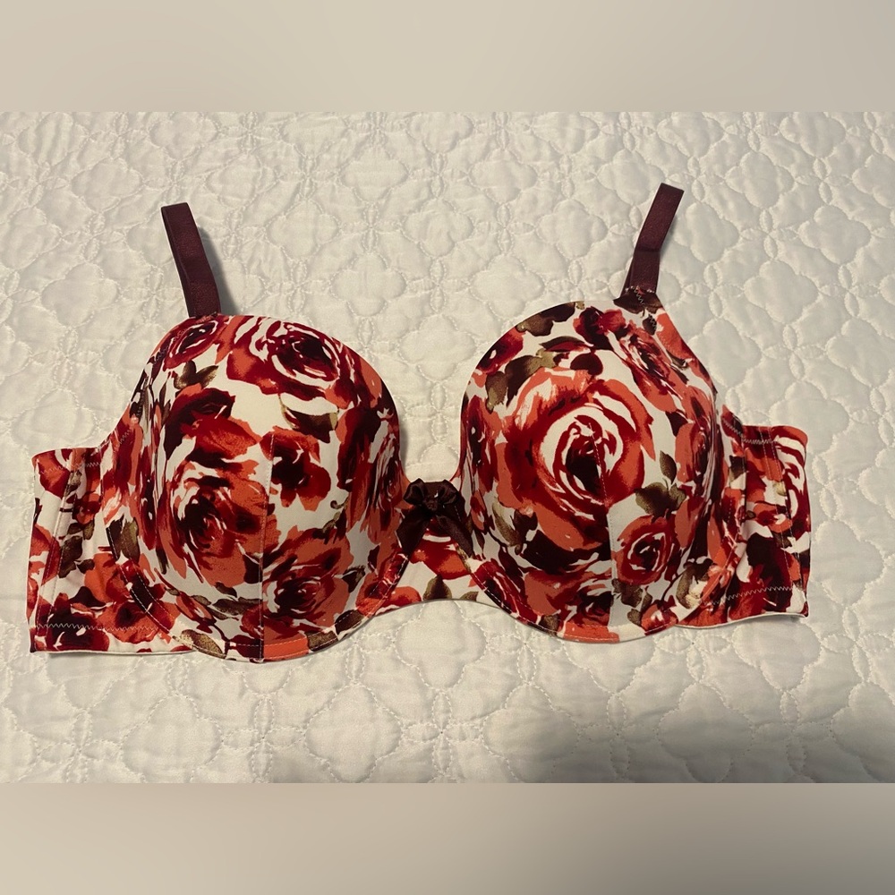 Soma Red and Cream Floral Underwire Bra